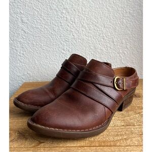 Born Brown Leather Western Mules 7.5